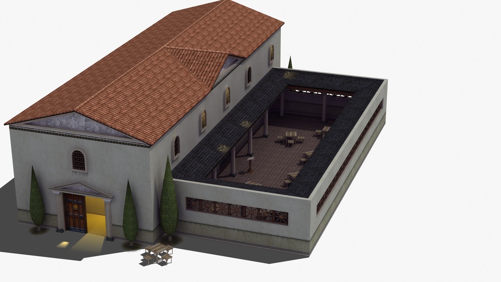 Ancient School Building 3D model_28