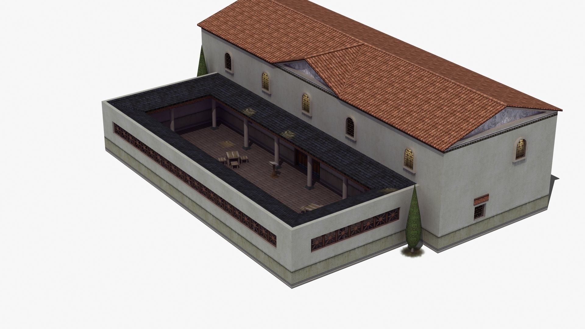 Ancient School Building 3D model_21