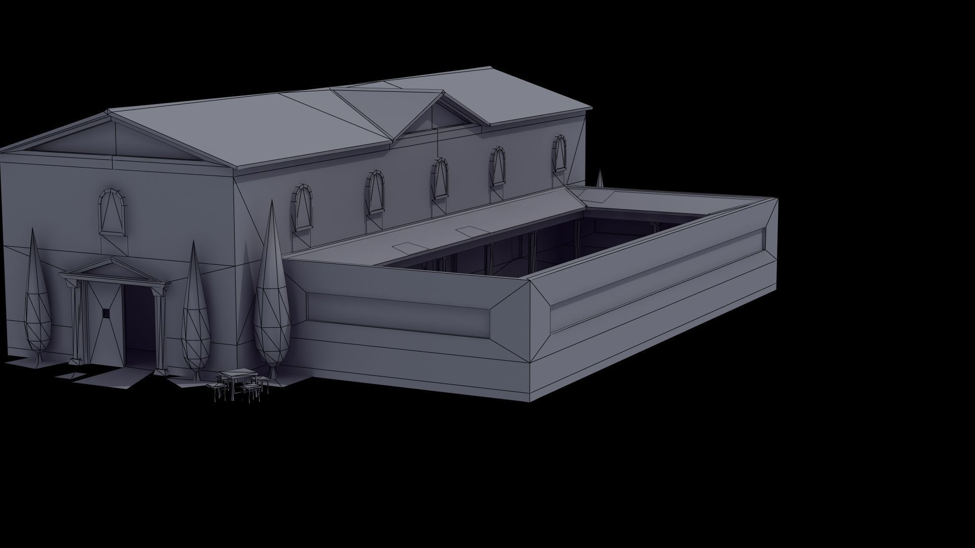 Ancient School Building 3D model_46