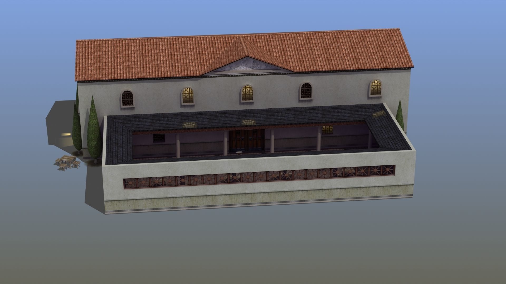 Ancient School Building 3D model_14