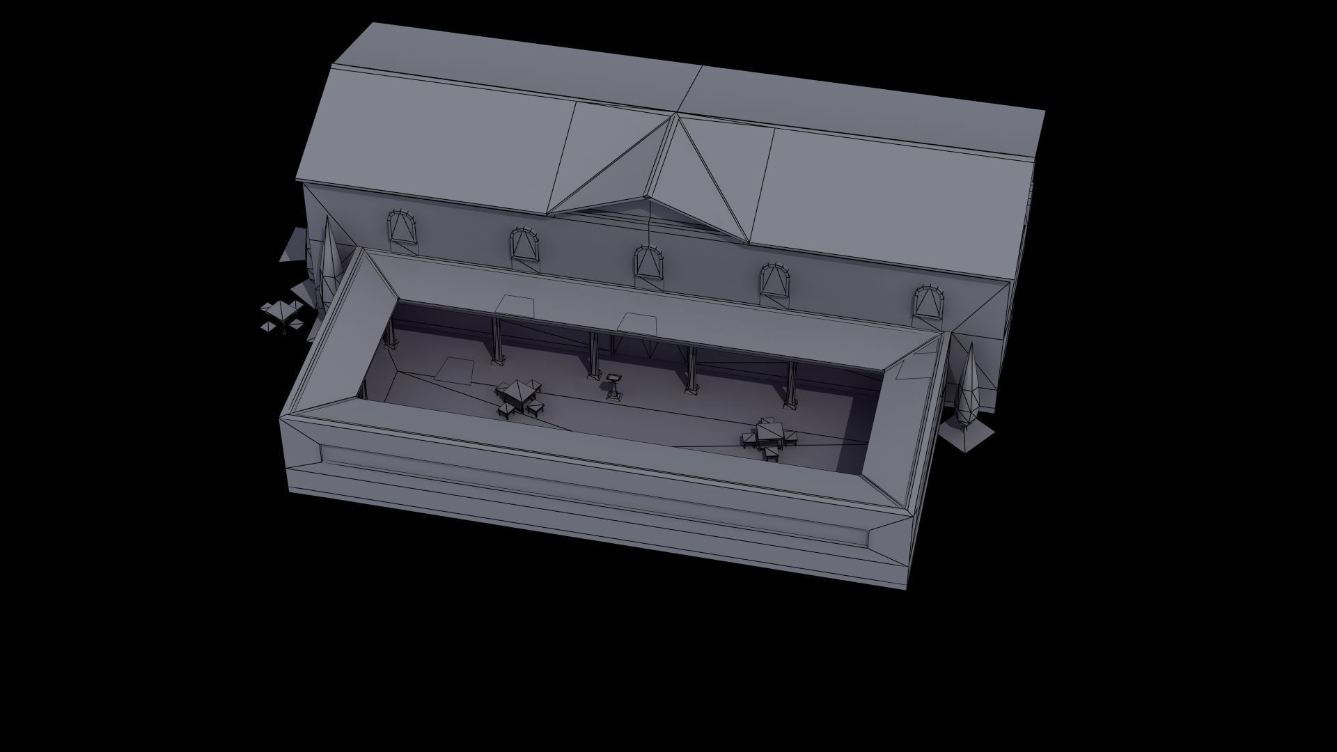 Ancient School Building 3D model_53