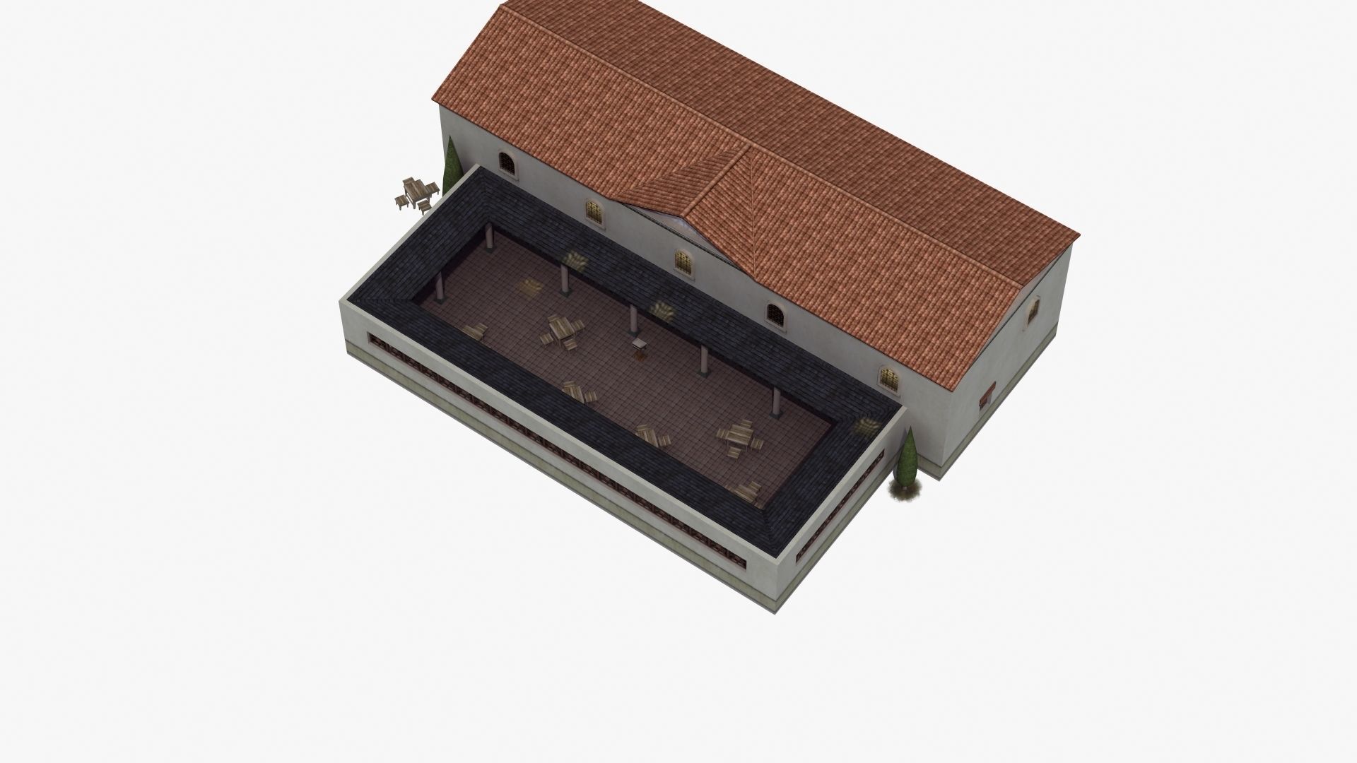 Ancient School Building 3D model_35