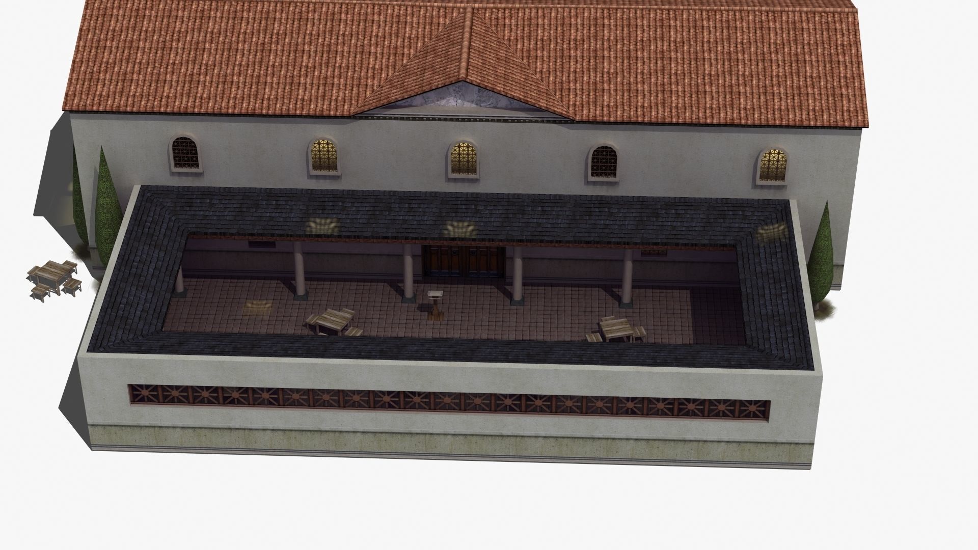 Ancient School Building 3D model_20