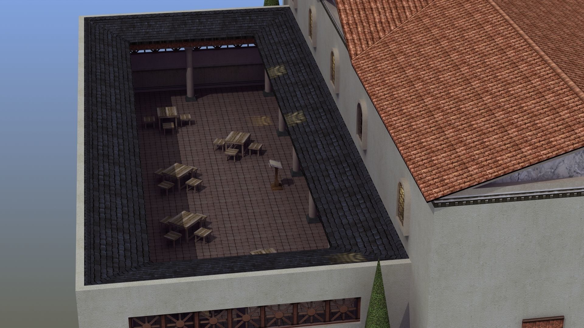 Ancient School Building 3D model_3