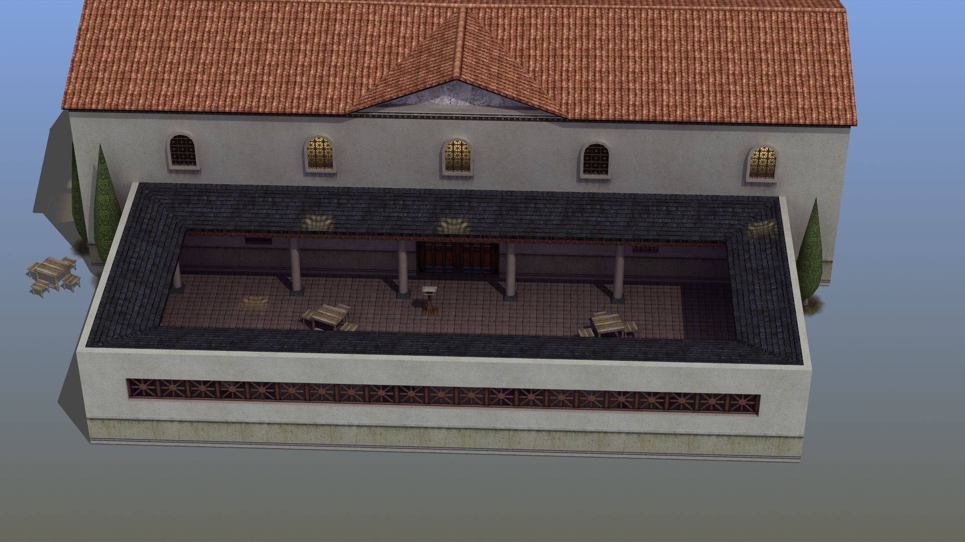 Ancient School Building 3D model_1
