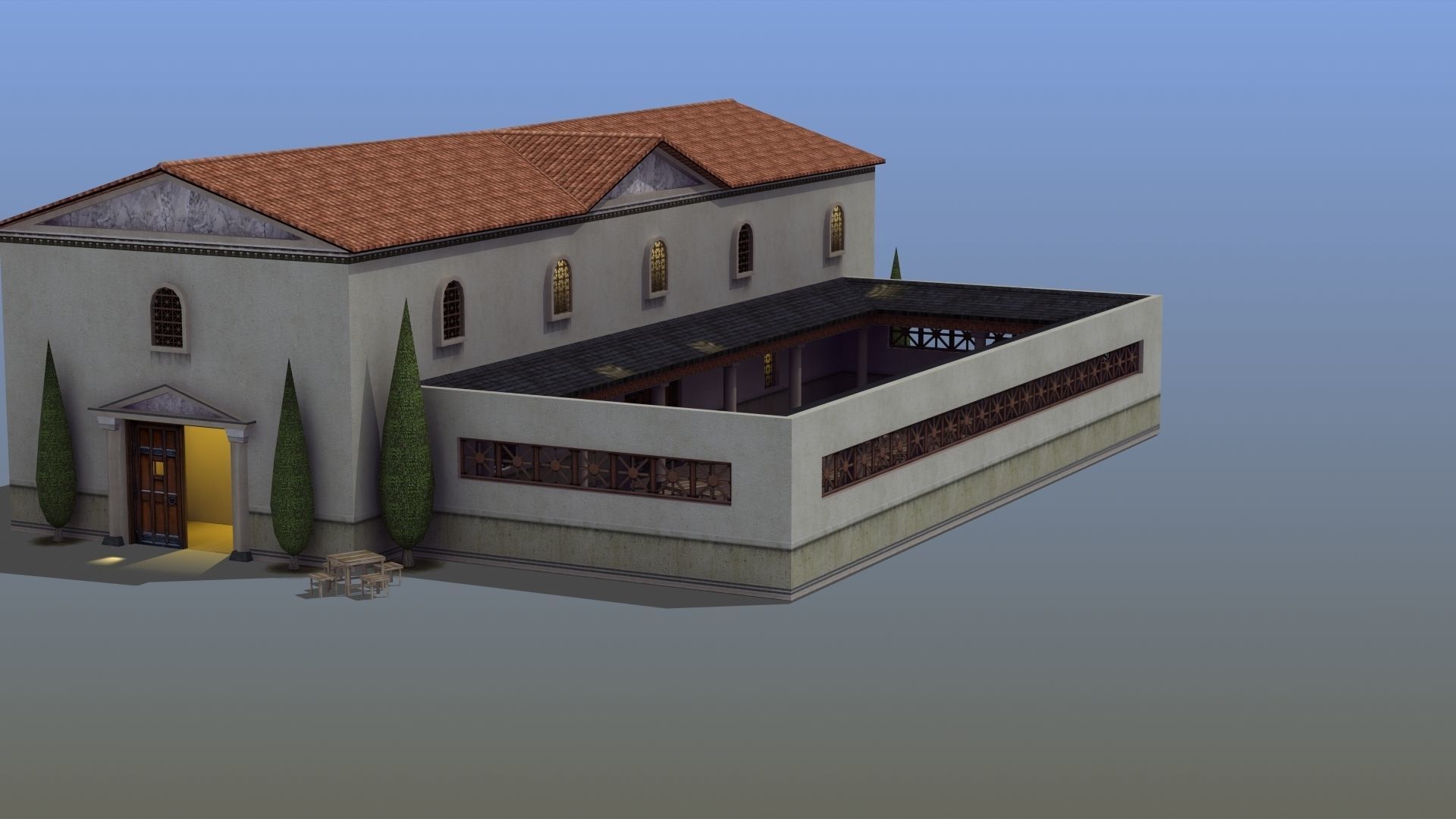 Ancient School Building 3D model_8
