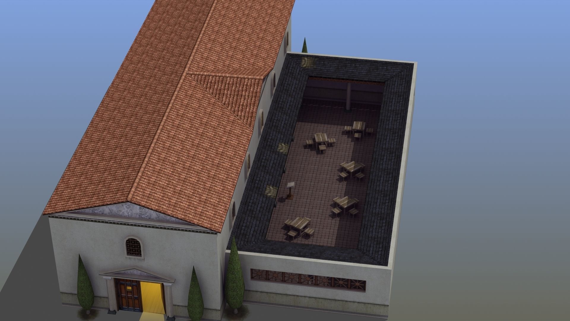 Ancient School Building 3D model_10