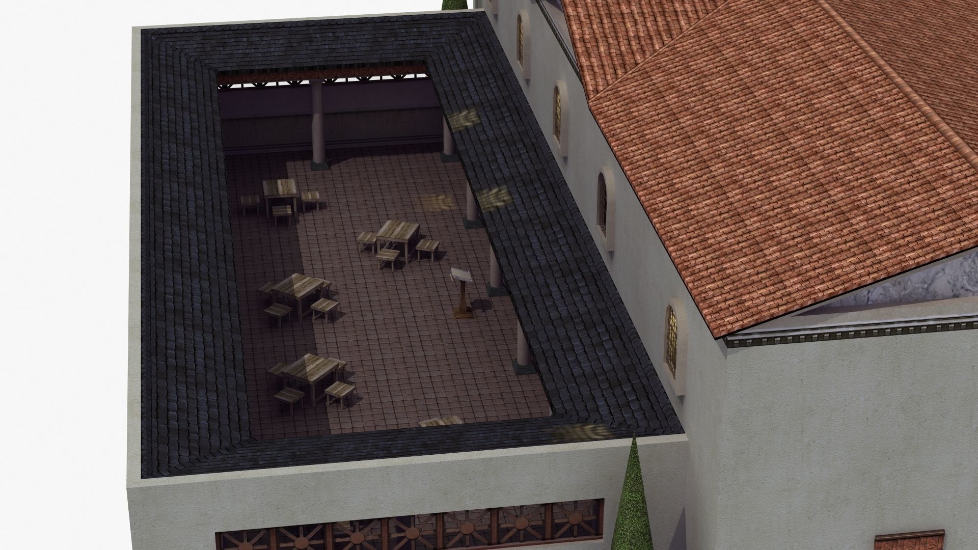 Ancient School Building 3D model_22