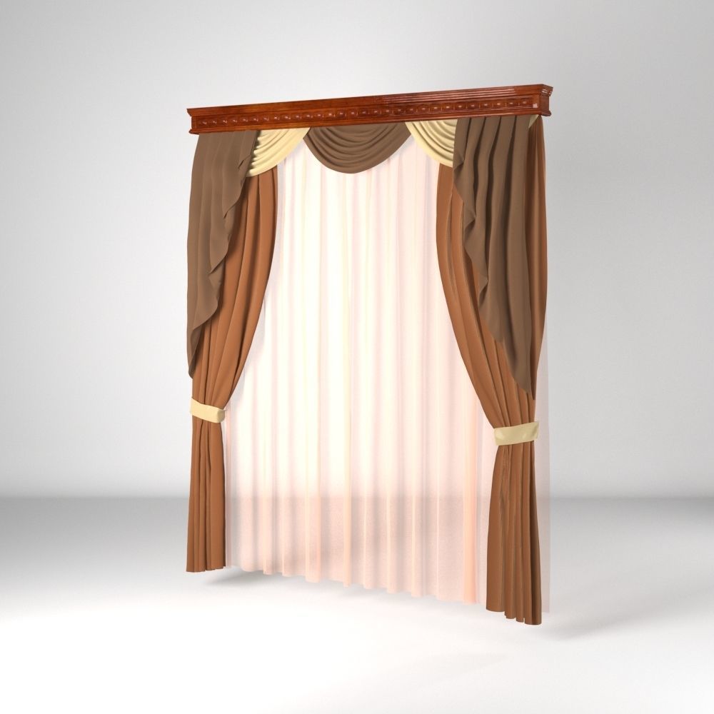 Curtain 3D high poly for architectural visualization N601 Free 3D model_3