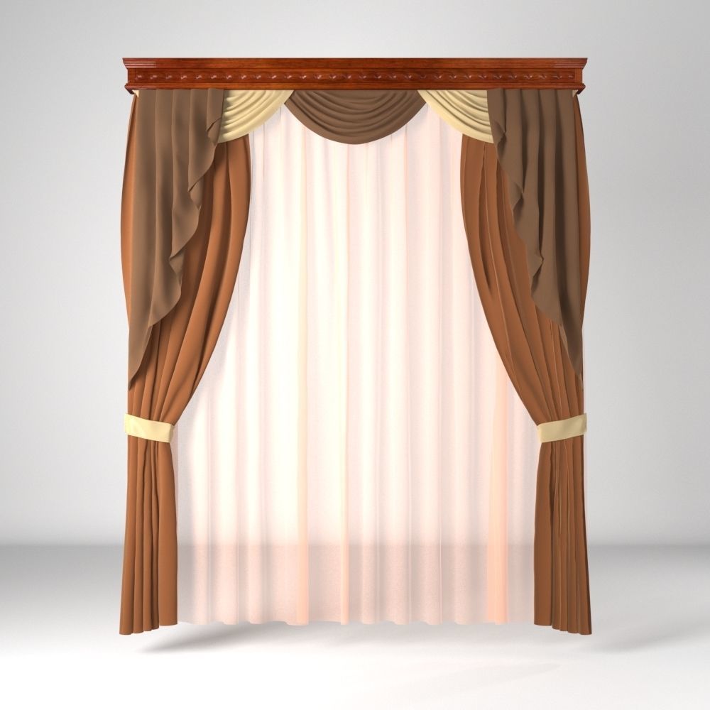 Curtain 3D high poly for architectural visualization N601 Free 3D model_0