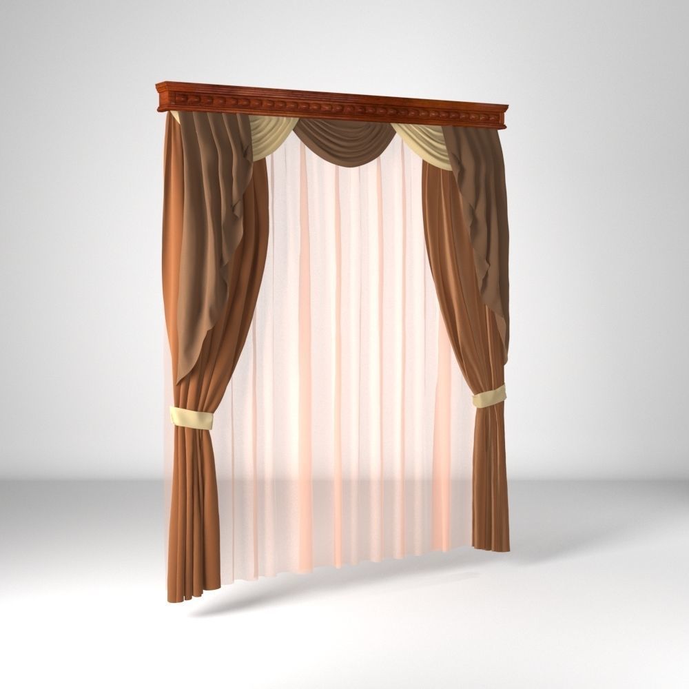 Curtain 3D high poly for architectural visualization N601 Free 3D model_2
