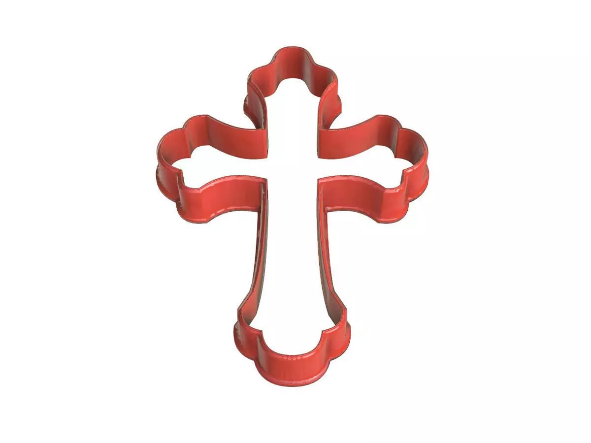 0003 Patterned cross cookie cutter Easter 3D print model_0