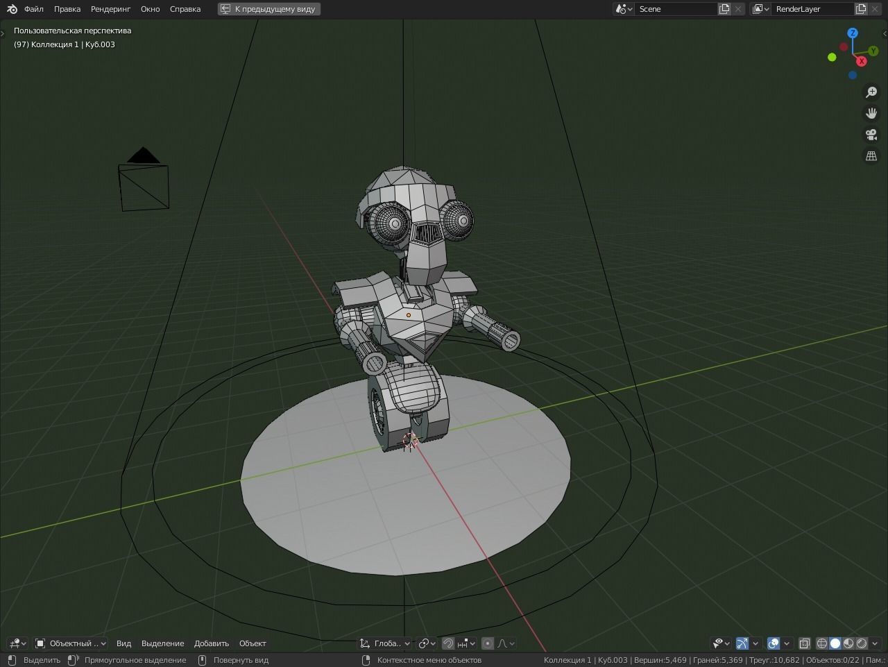 robot on wheels with two guns Low-poly 3D model_4