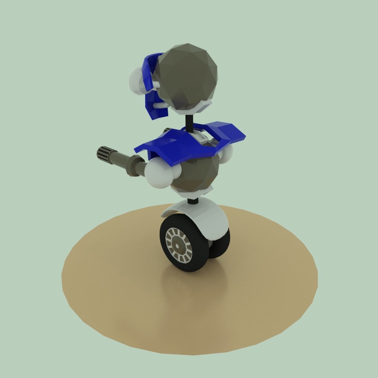 robot on wheels with two guns Low-poly 3D model_2