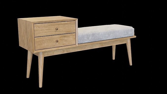 Storage Bench-Acorn 02 Low-poly 3D model