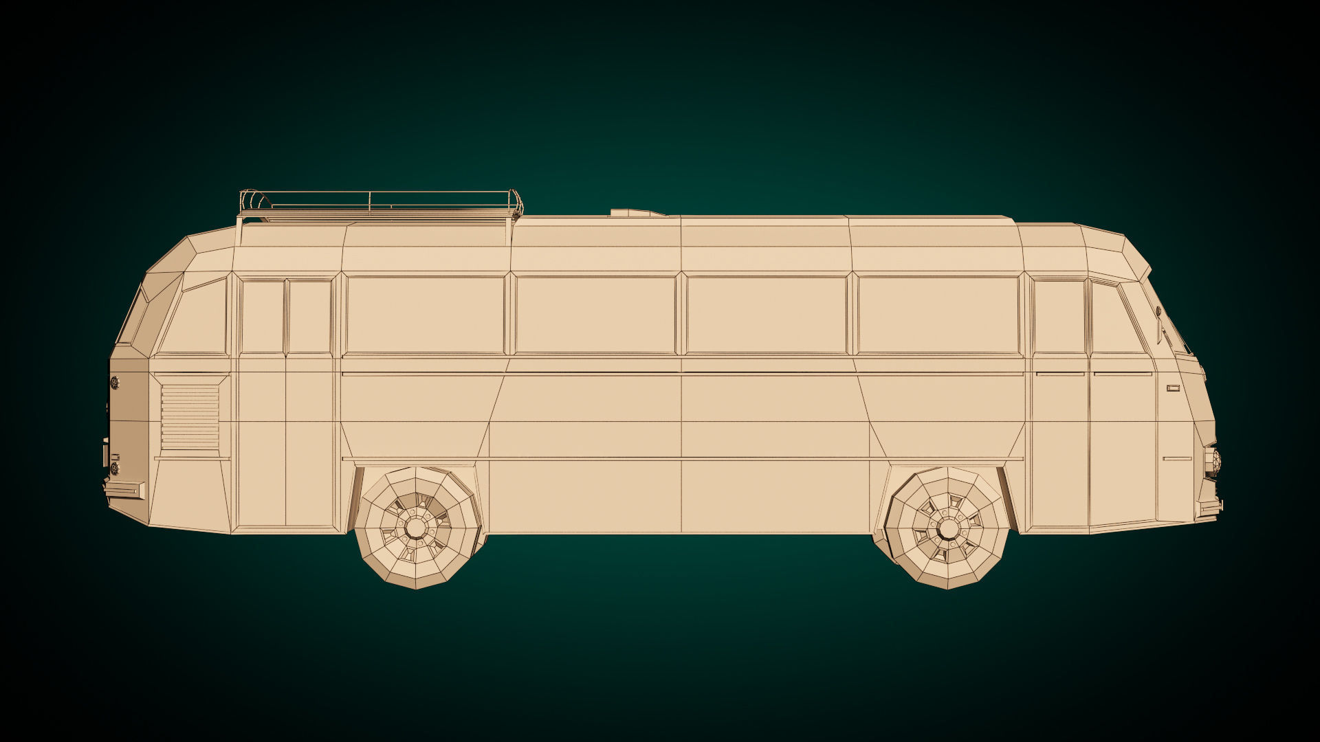 Low Poly Vintage Bus 02 Low-poly 3D model_12
