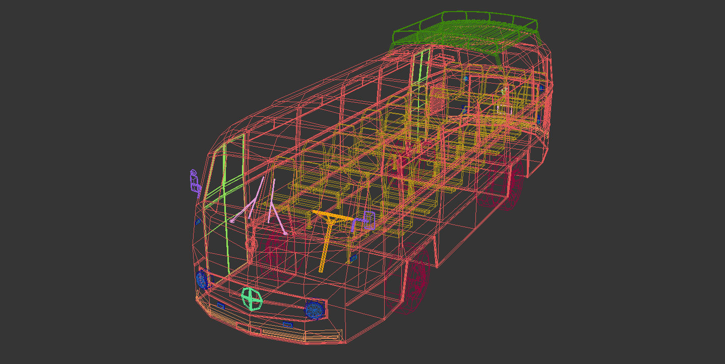 Low Poly Vintage Bus 02 Low-poly 3D model_15