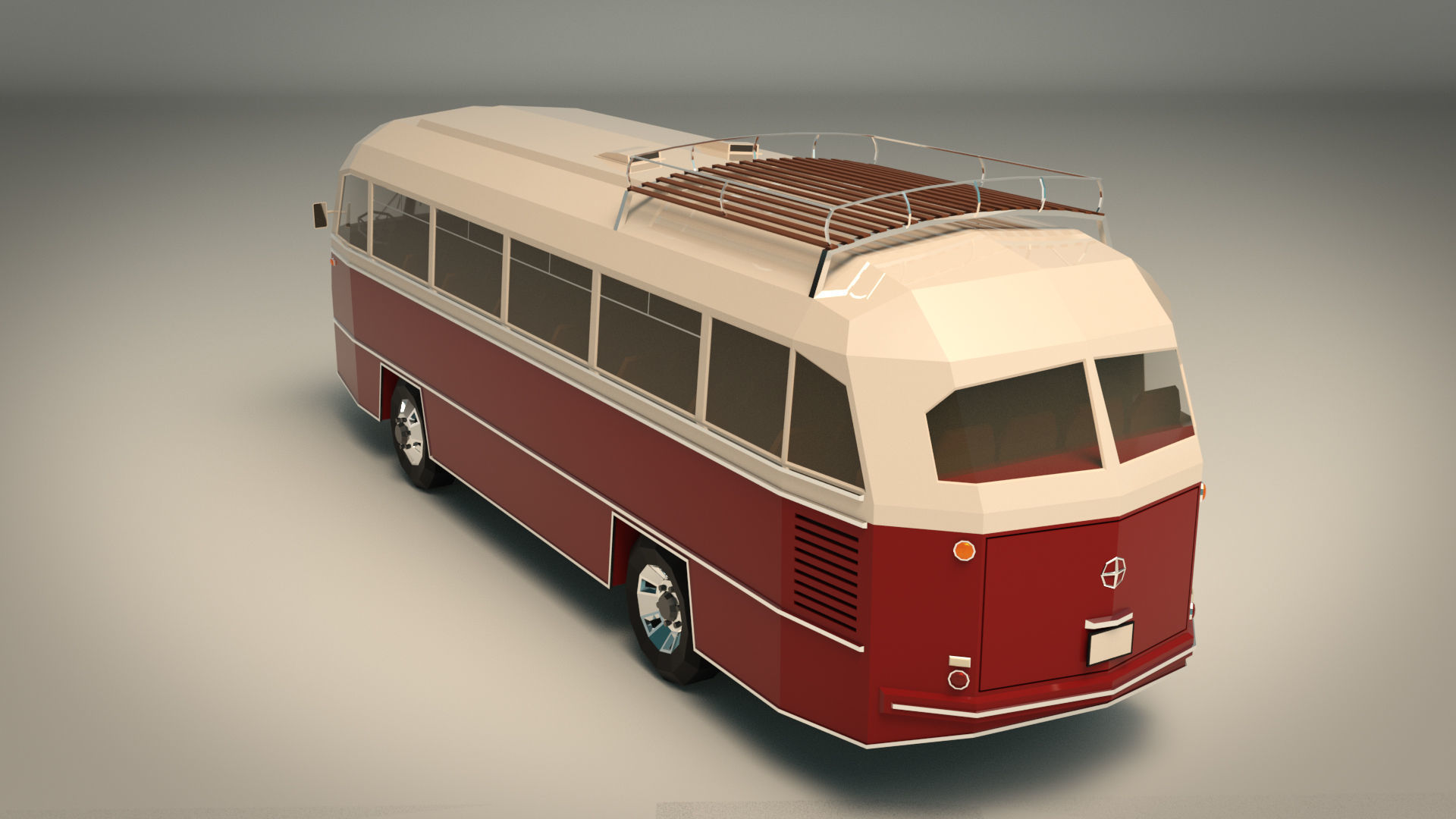 Low Poly Vintage Bus 02 Low-poly 3D model_4