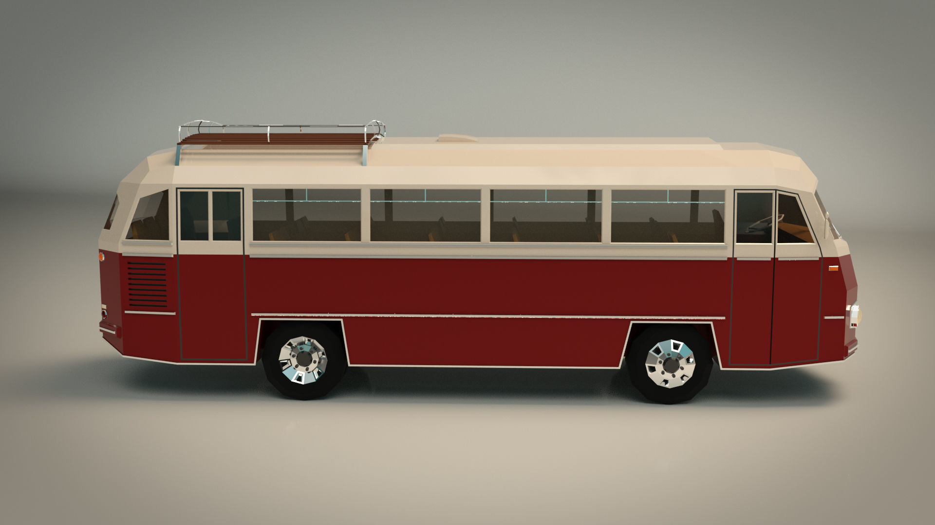 Low Poly Vintage Bus 02 Low-poly 3D model_8