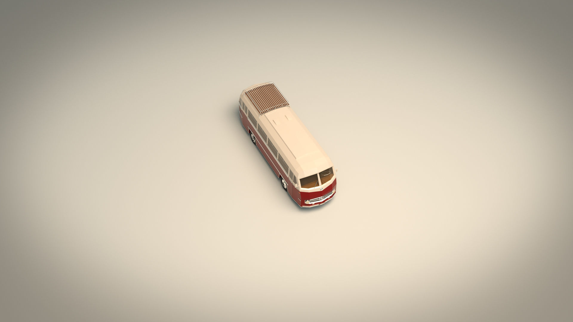 Low Poly Vintage Bus 02 Low-poly 3D model_6