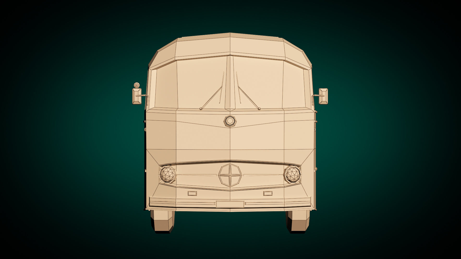 Low Poly Vintage Bus 02 Low-poly 3D model_11