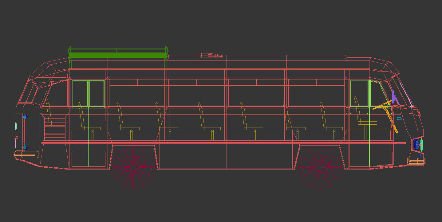 Low Poly Vintage Bus 02 Low-poly 3D model_17