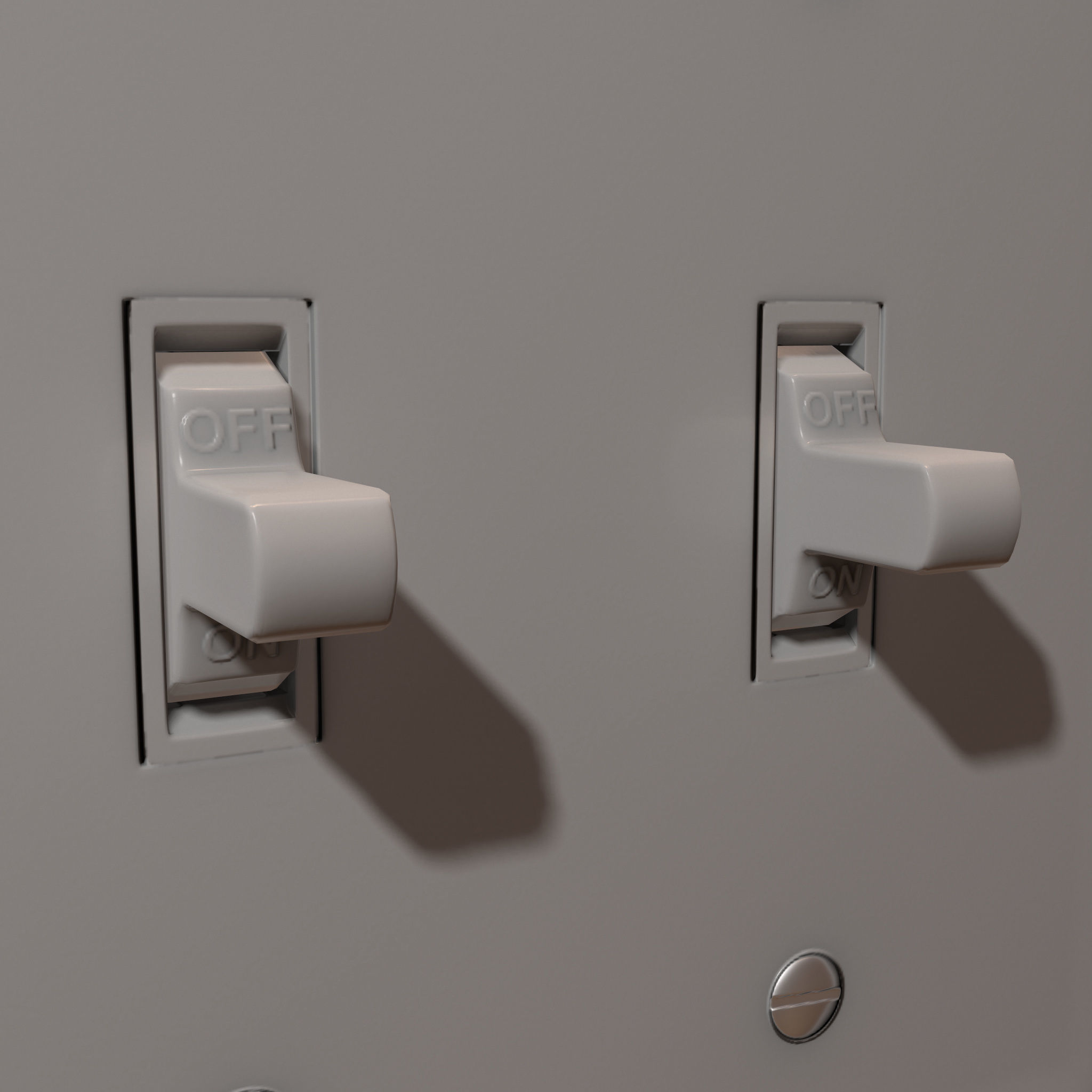 Single - Dual Light Switch - PBR Game Ready Low-poly 3D model_4