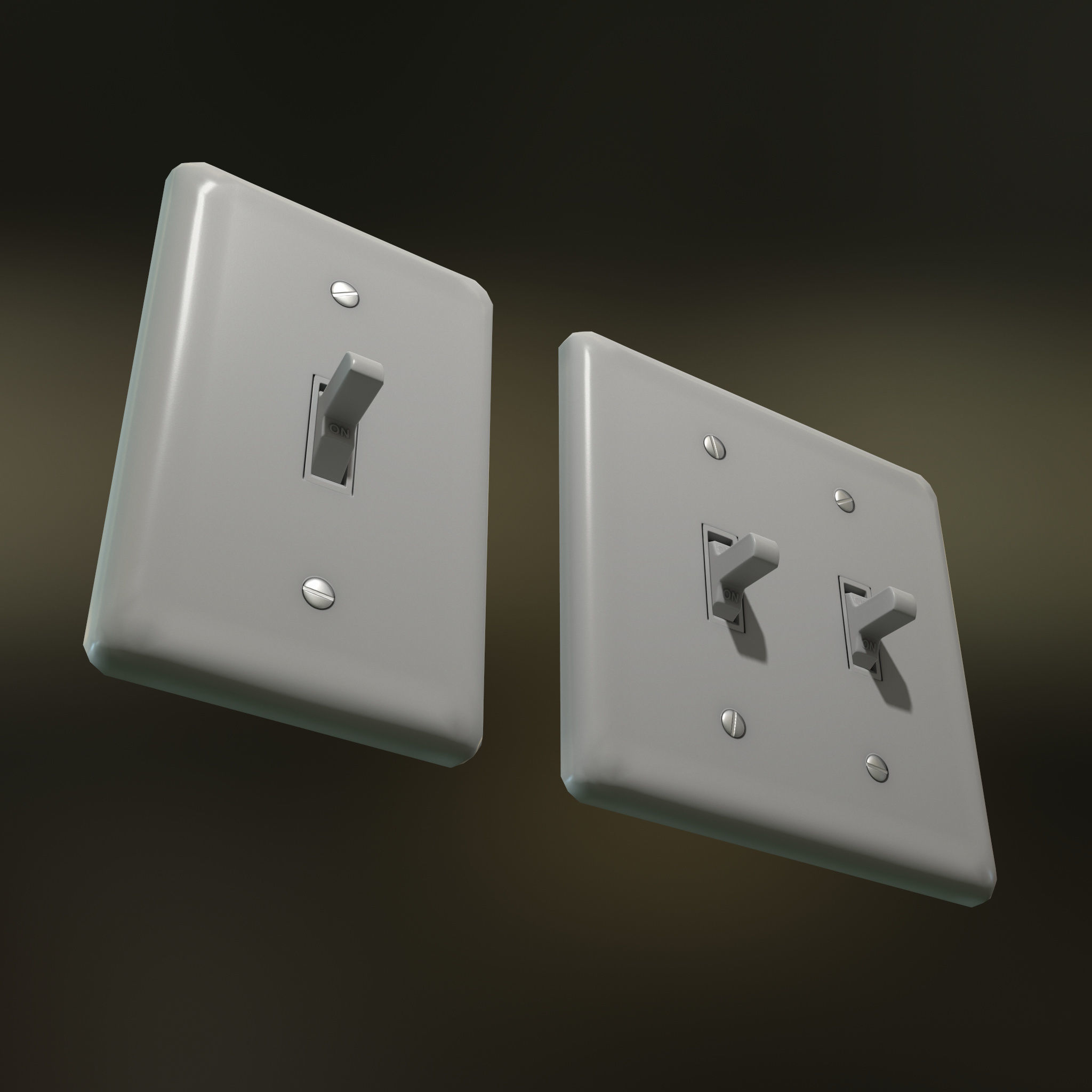 Single - Dual Light Switch - PBR Game Ready Low-poly 3D model_17