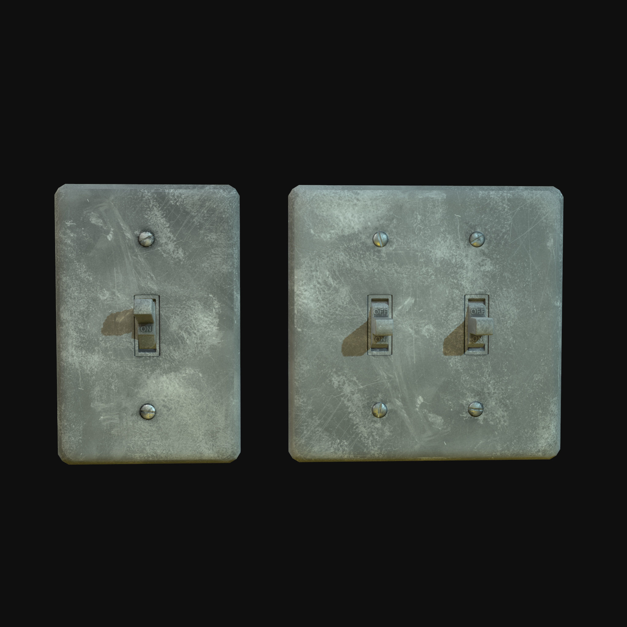 Single - Dual Light Switch - PBR Game Ready Low-poly 3D model_23