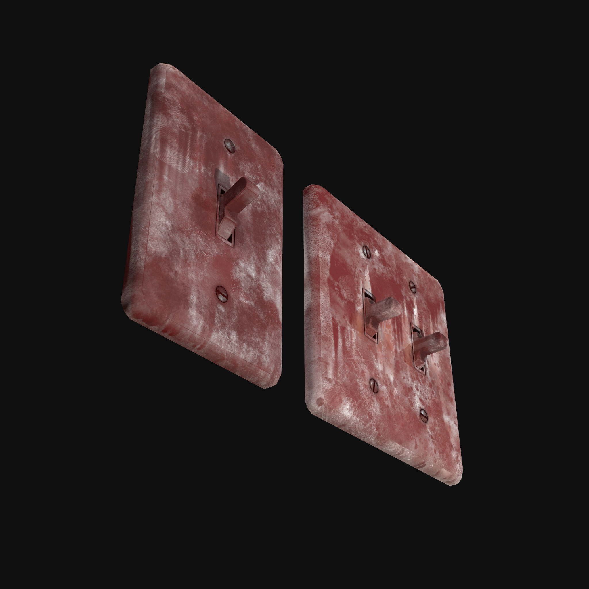 Single - Dual Light Switch - PBR Game Ready Low-poly 3D model_9