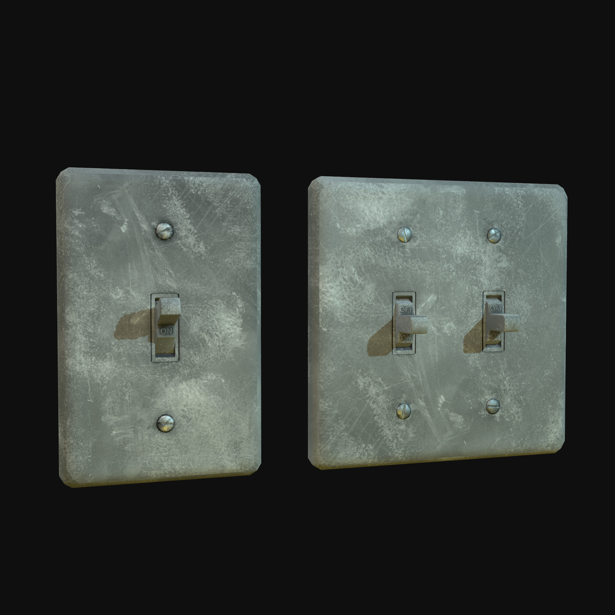 Single - Dual Light Switch - PBR Game Ready Low-poly 3D model_21