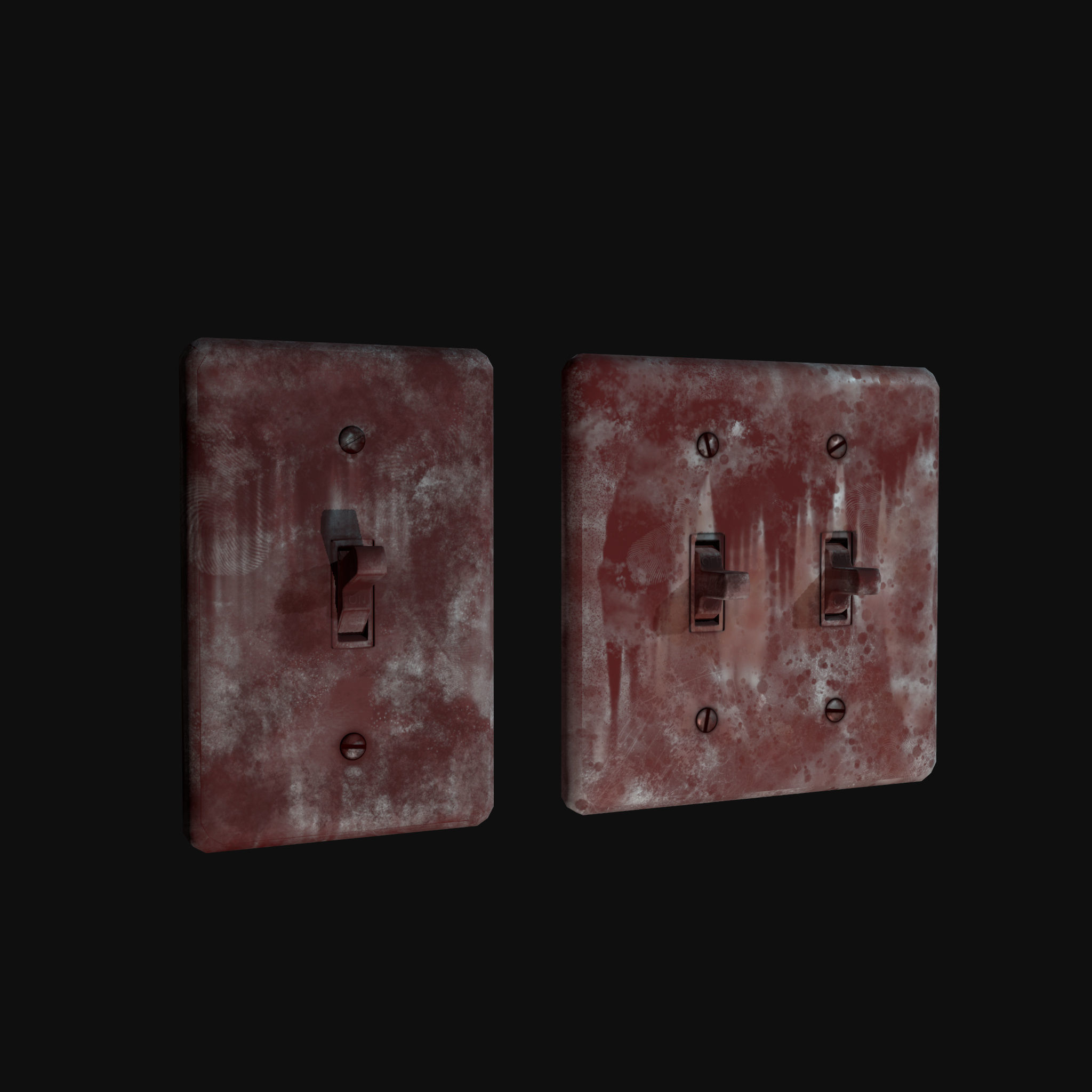Single - Dual Light Switch - PBR Game Ready Low-poly 3D model_10