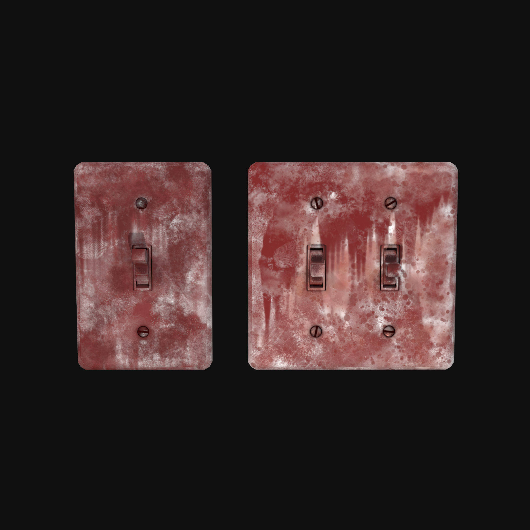 Single - Dual Light Switch - PBR Game Ready Low-poly 3D model_12