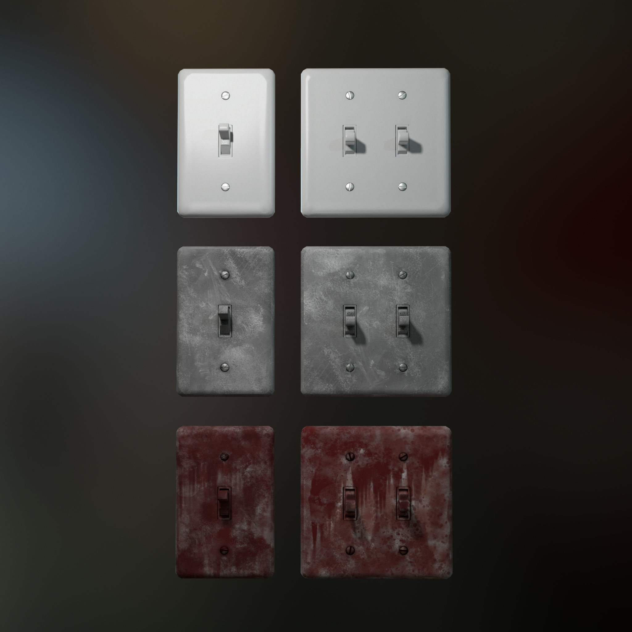 Single - Dual Light Switch - PBR Game Ready Low-poly 3D model_15