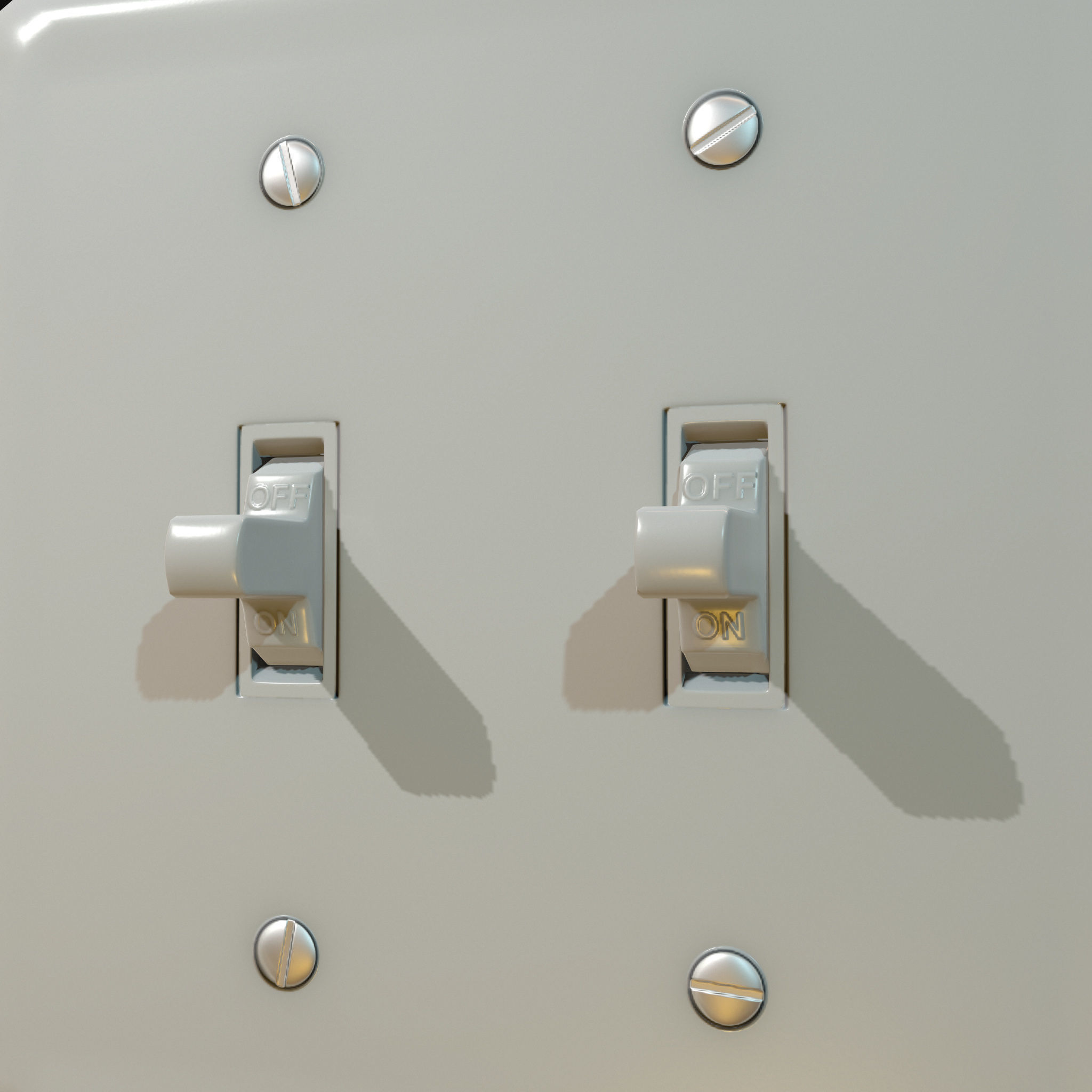 Single - Dual Light Switch - PBR Game Ready Low-poly 3D model_28