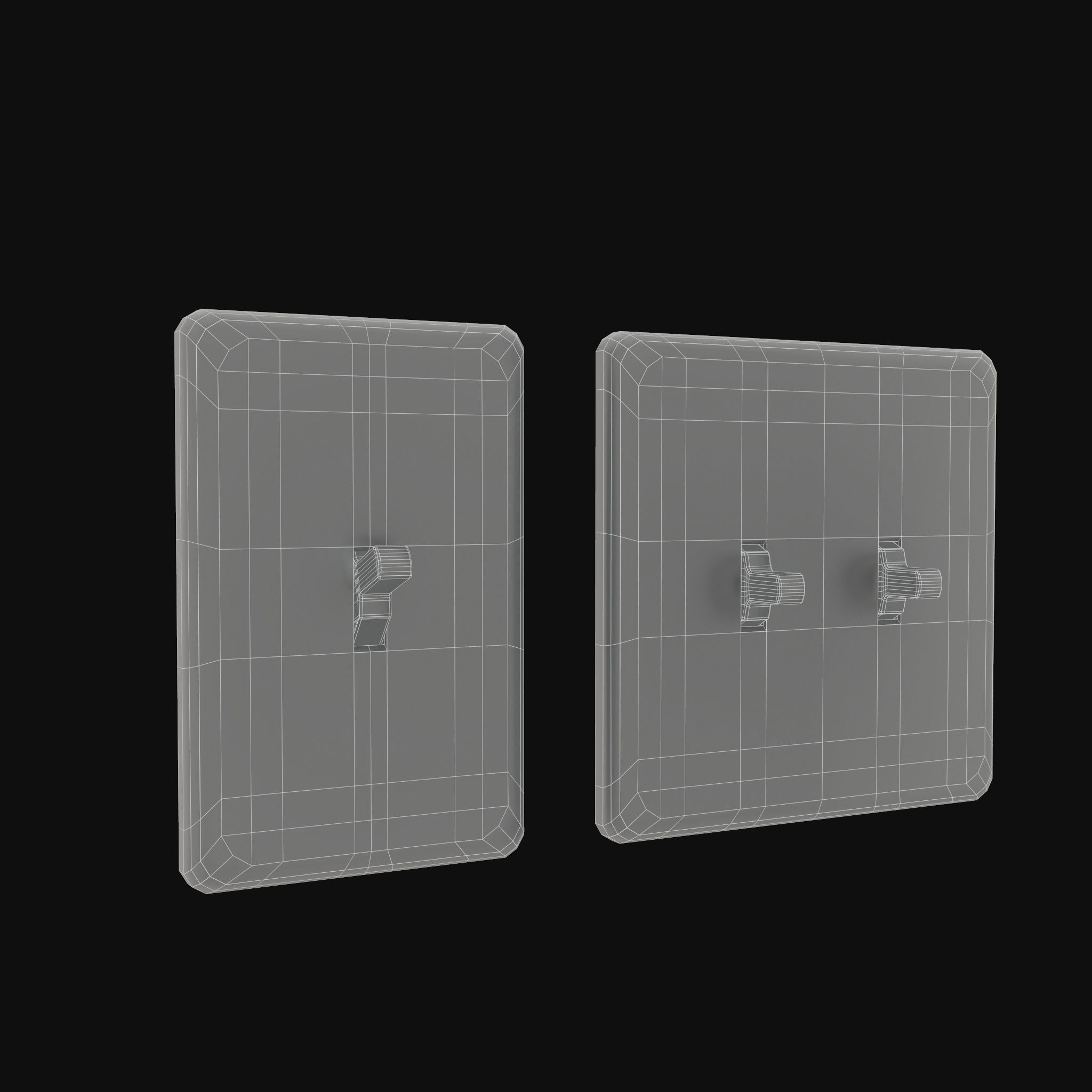 Single - Dual Light Switch - PBR Game Ready Low-poly 3D model_5
