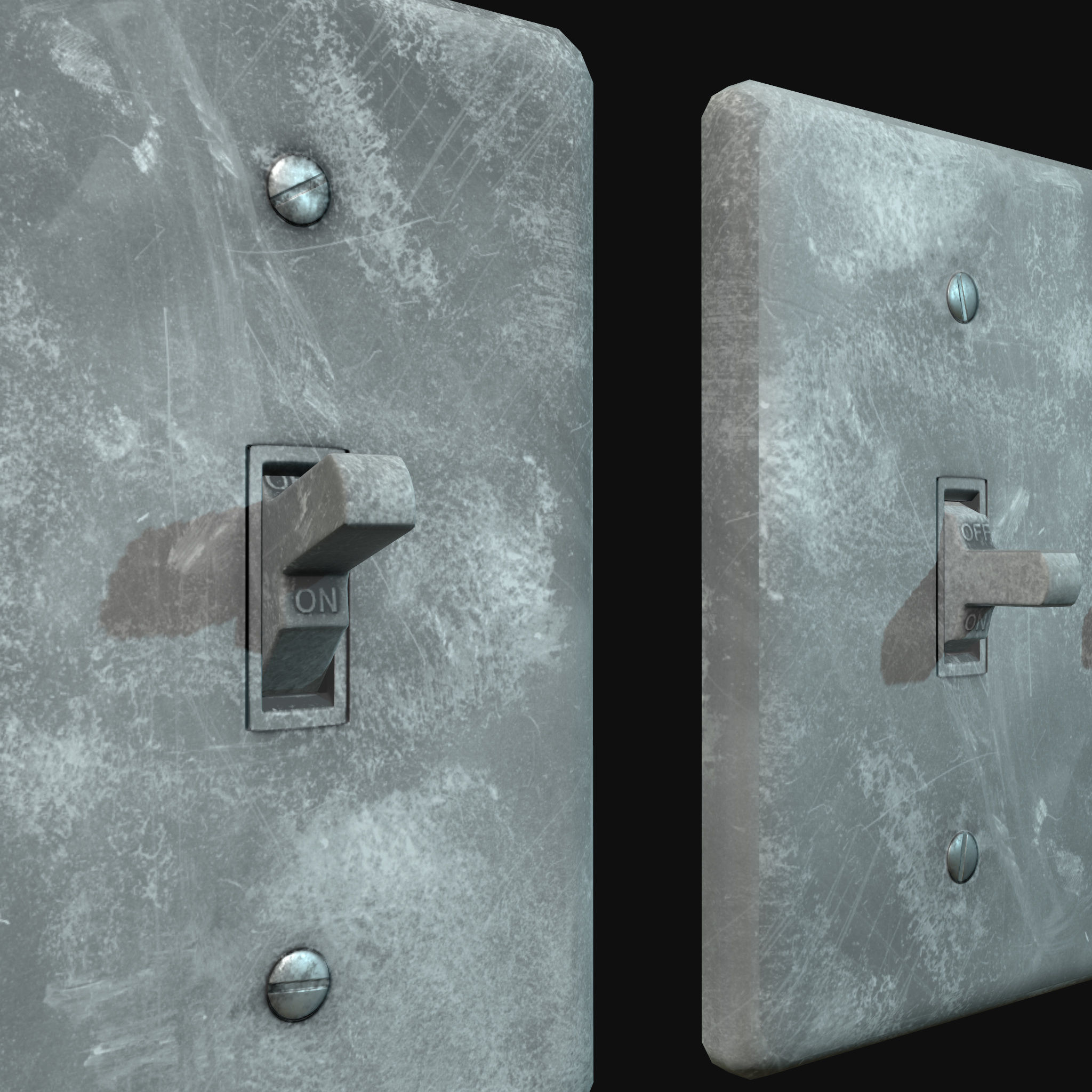 Single - Dual Light Switch - PBR Game Ready Low-poly 3D model_30