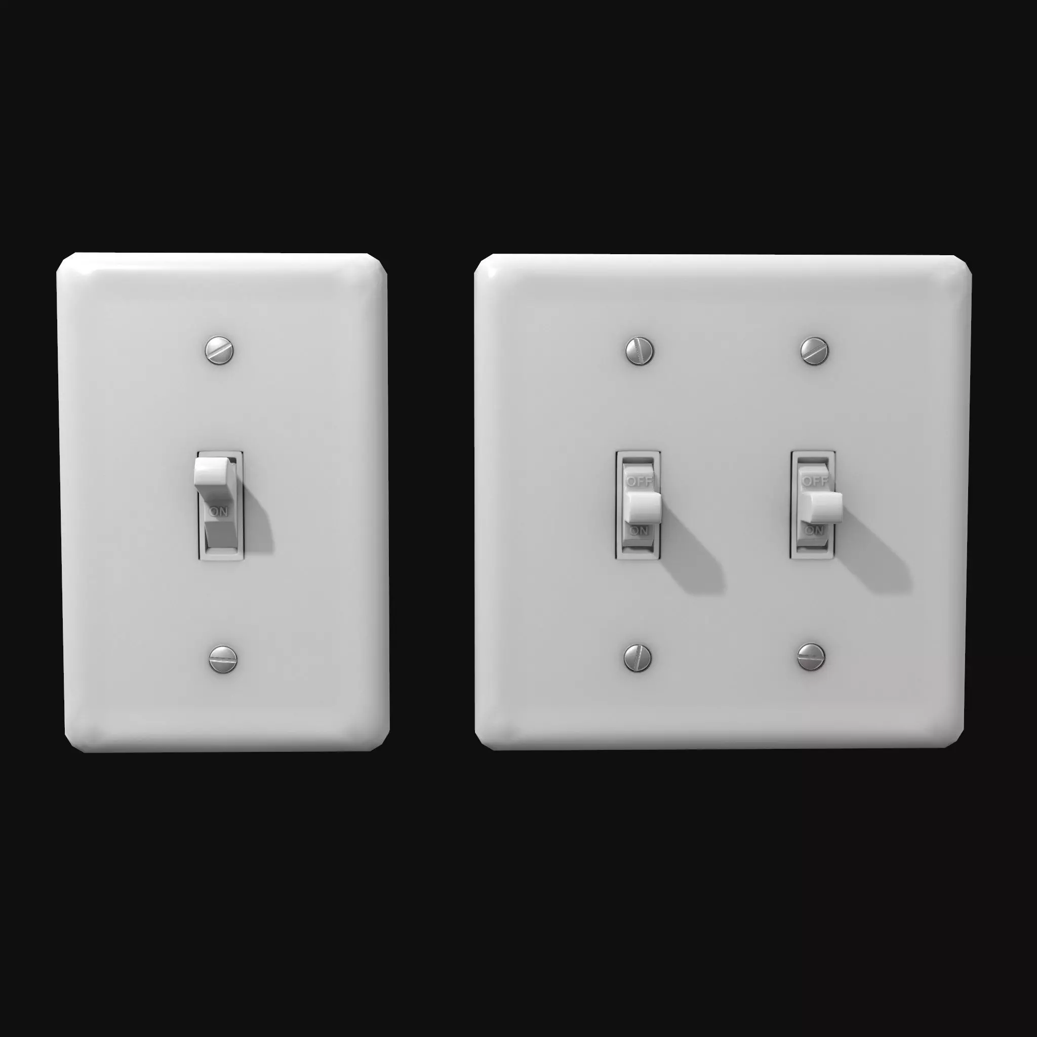 Single - Dual Light Switch - PBR Game Ready Low-poly 3D model_0