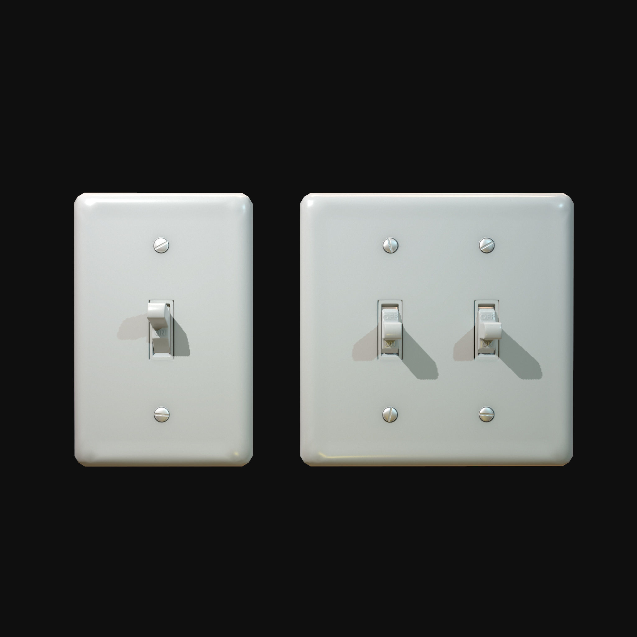 Single - Dual Light Switch - PBR Game Ready Low-poly 3D model_24