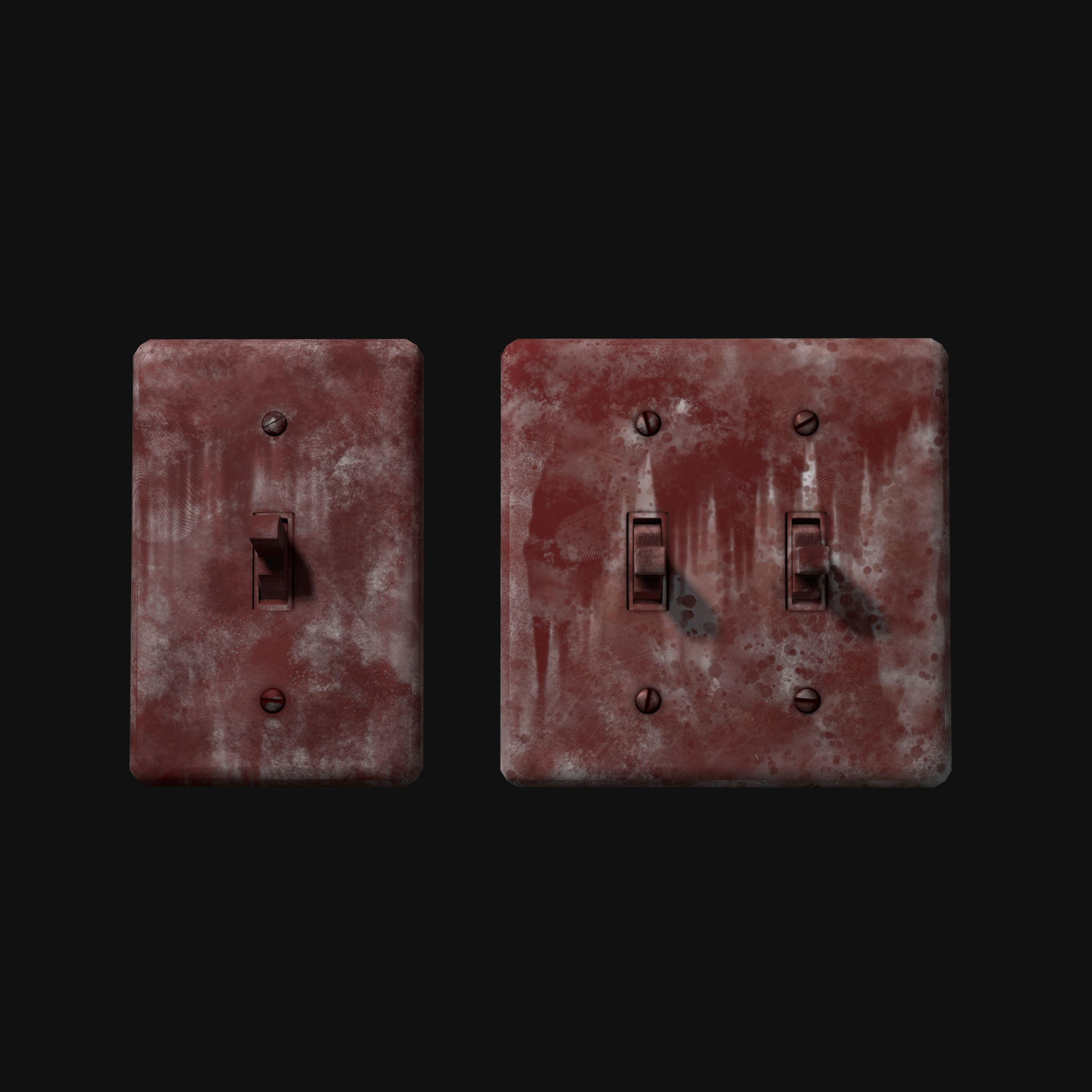 Single - Dual Light Switch - PBR Game Ready Low-poly 3D model_3