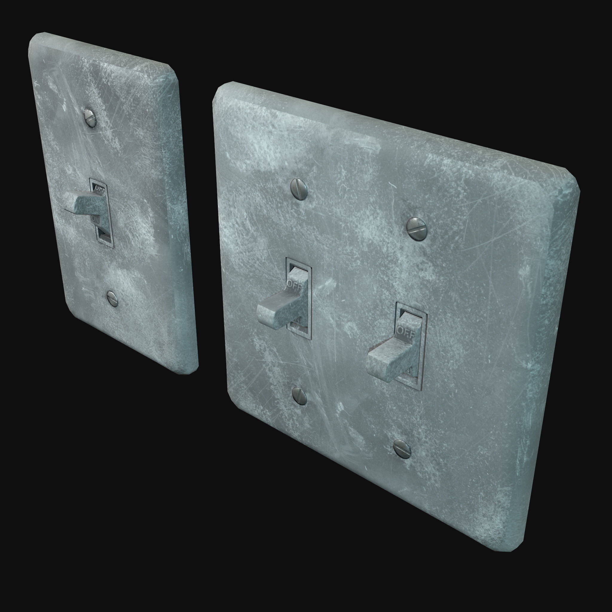 Single - Dual Light Switch - PBR Game Ready Low-poly 3D model_27
