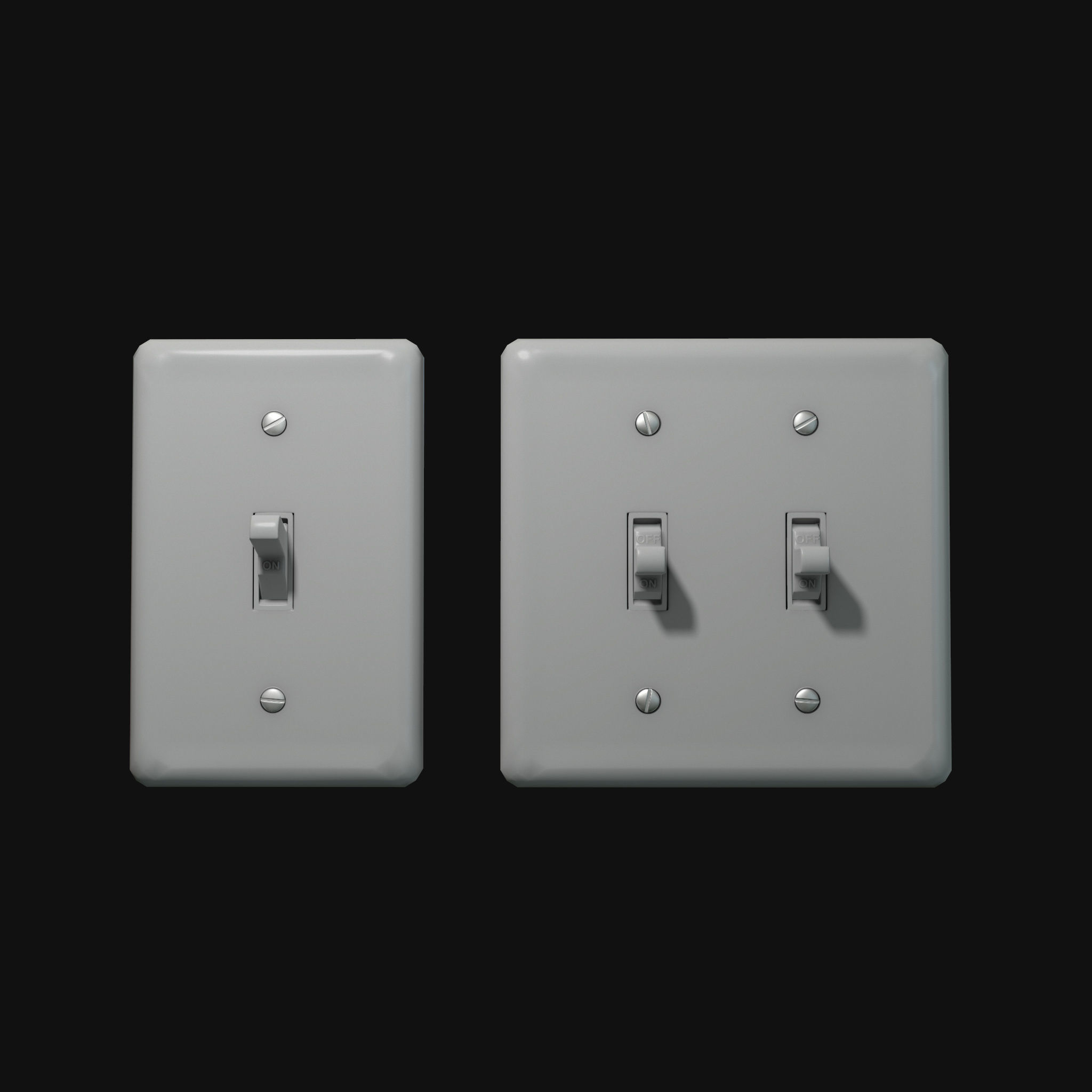 Single - Dual Light Switch - PBR Game Ready Low-poly 3D model_14