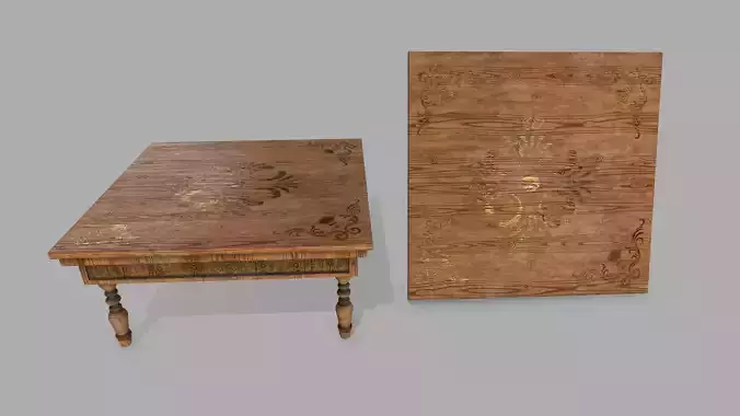 Table wooden with ornate design
