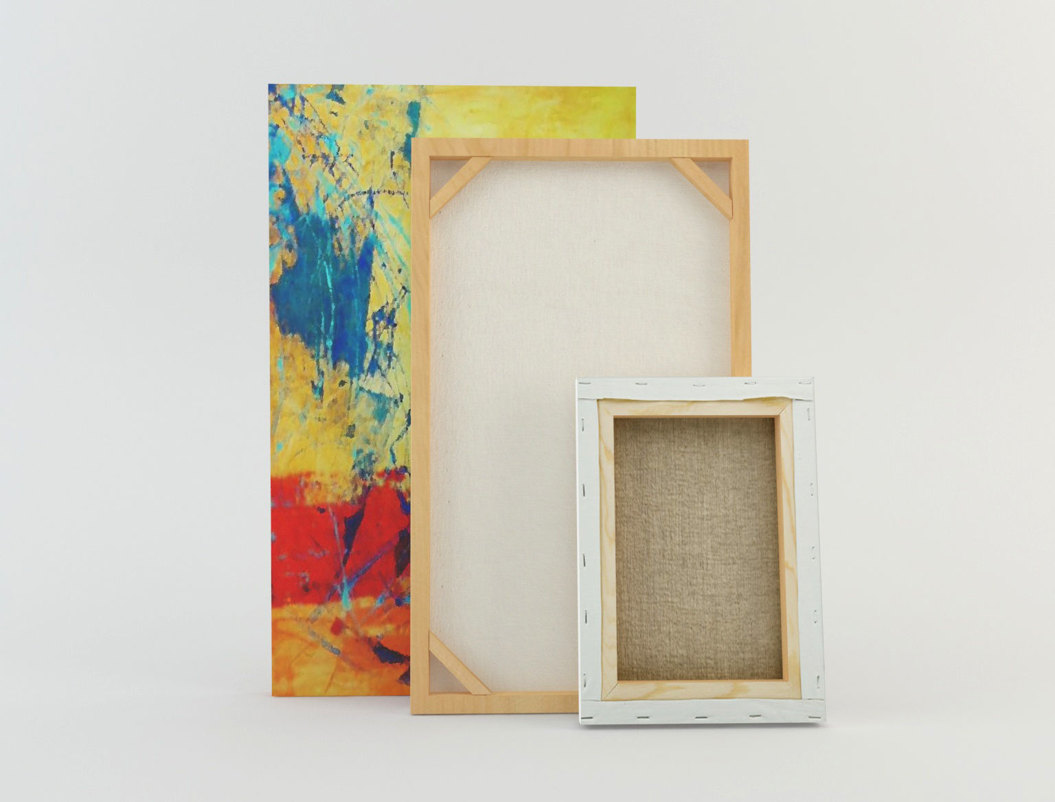 Canvas Lowpoly wooden frame with two paintings Low-poly 3D model_3