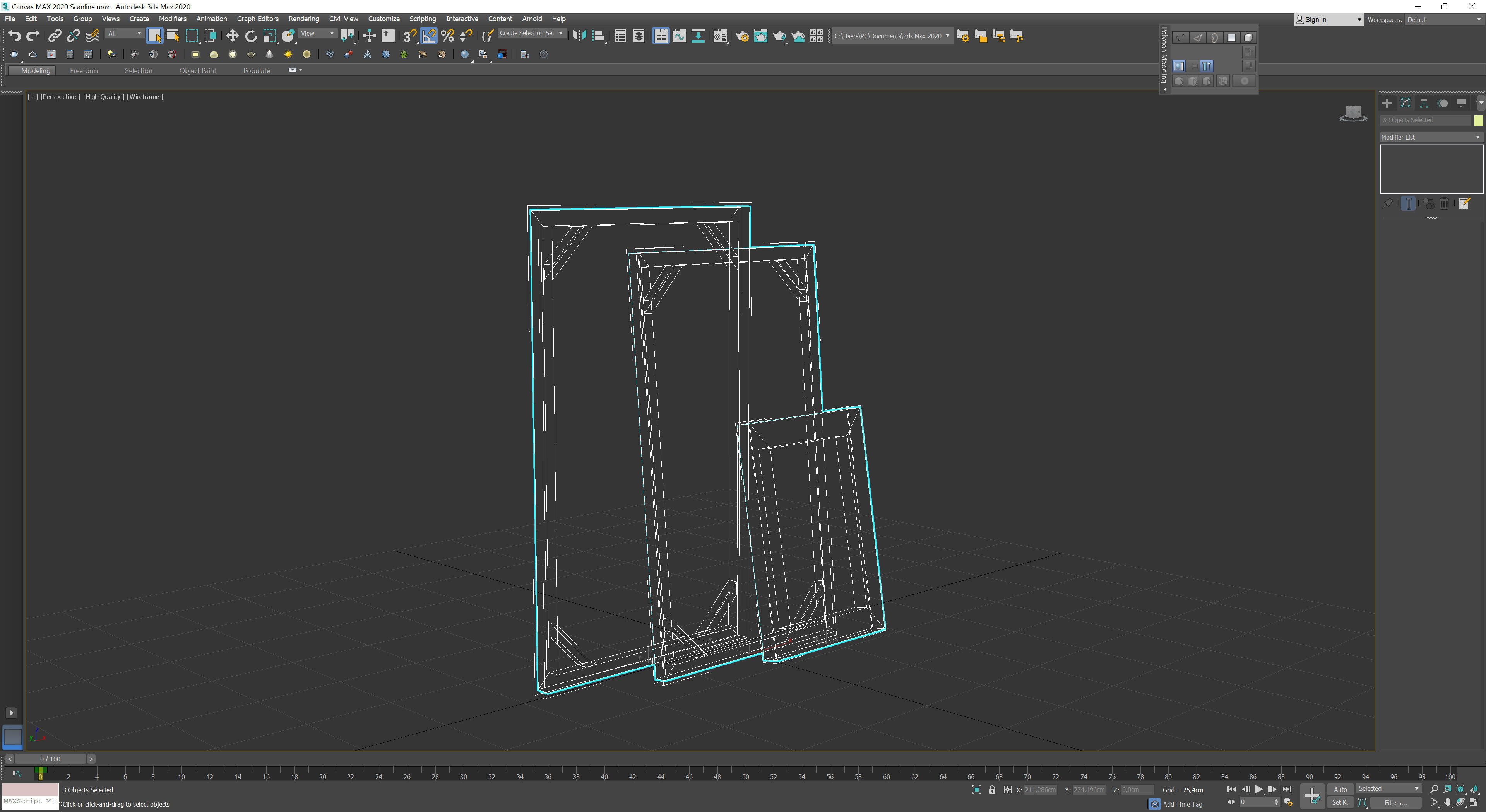 Canvas Lowpoly wooden frame with two paintings Low-poly 3D model_8