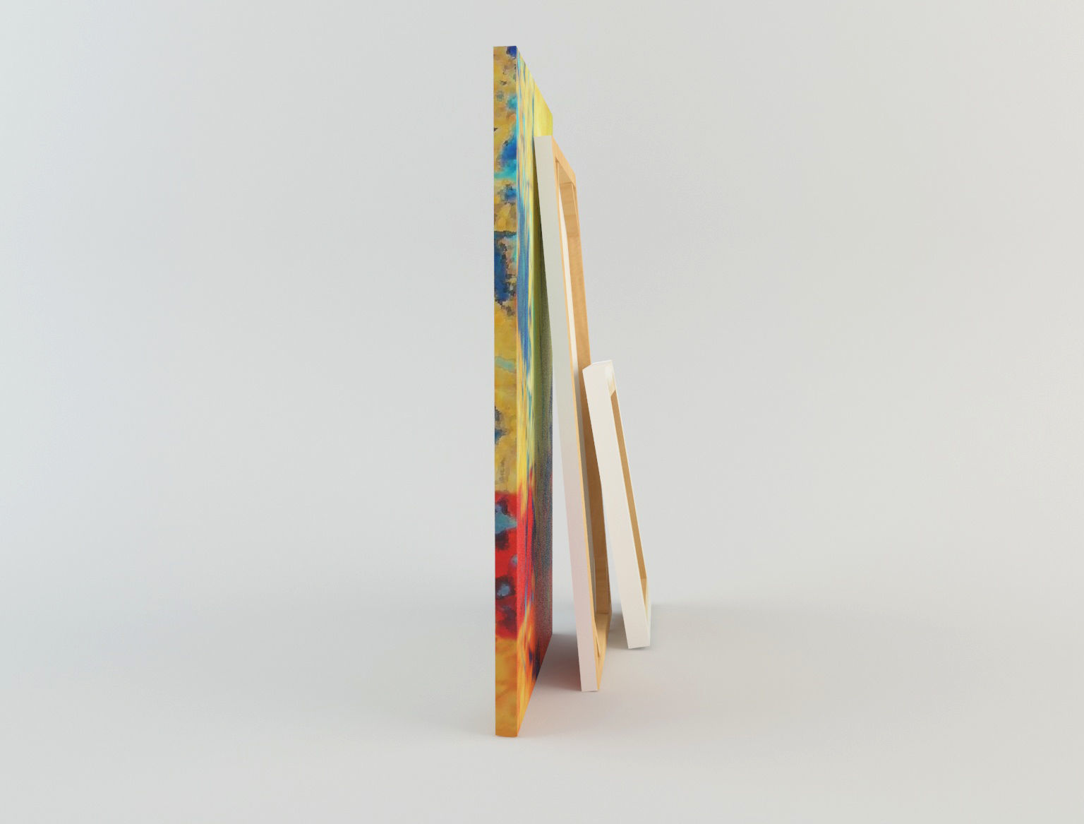 Canvas Lowpoly wooden frame with two paintings Low-poly 3D model_5