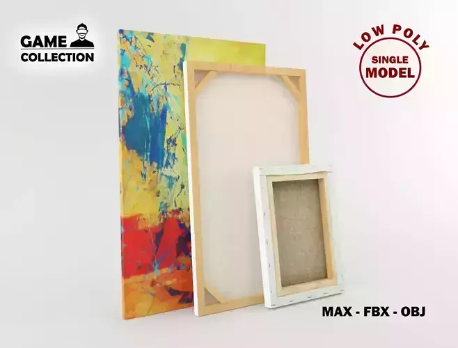 Canvas Lowpoly wooden frame with two paintings Low-poly 3D model Canvas Lowpoly wooden frame with two paintings Low-poly 3D model