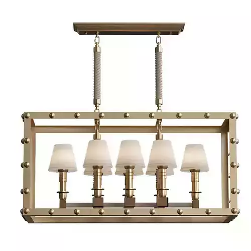 LOFT1176 six light chandelier in brass with shades