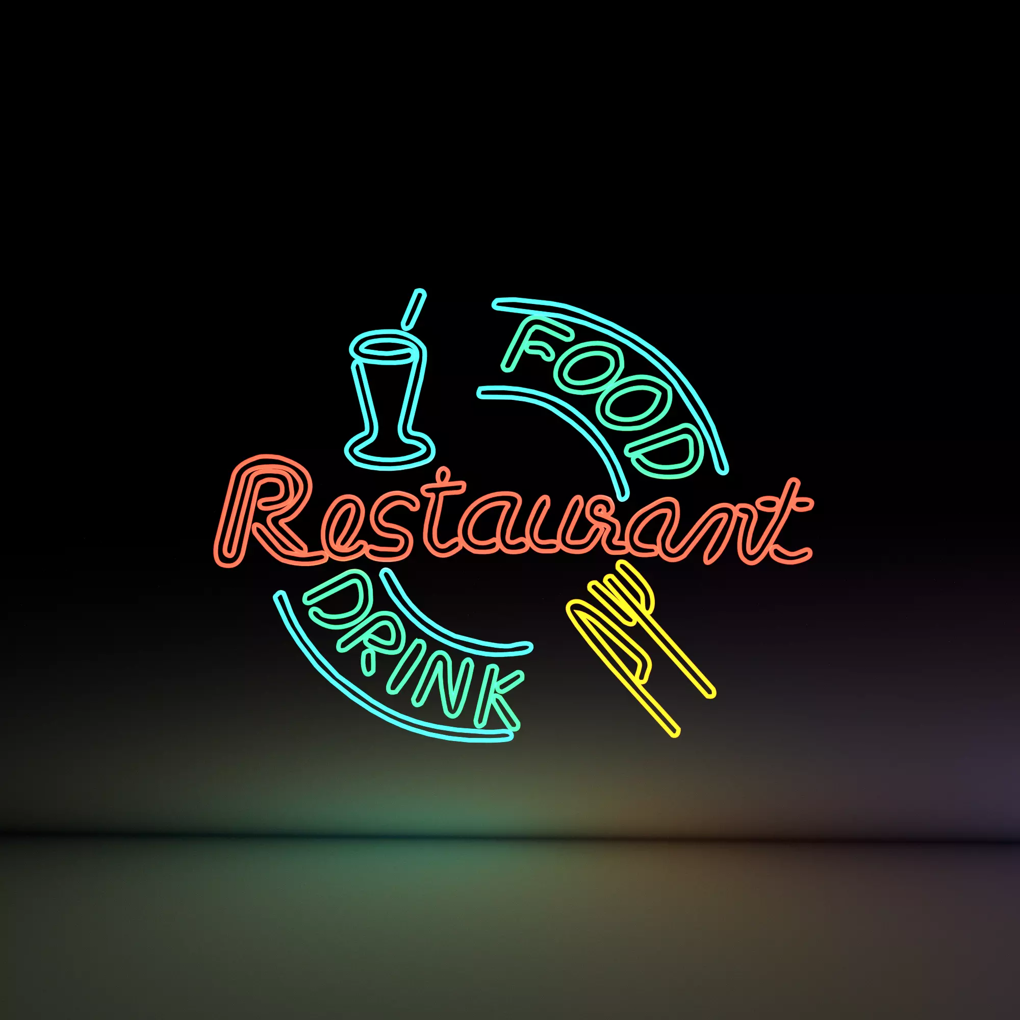 Pack Neon Signs City Environment Low-poly 3D model