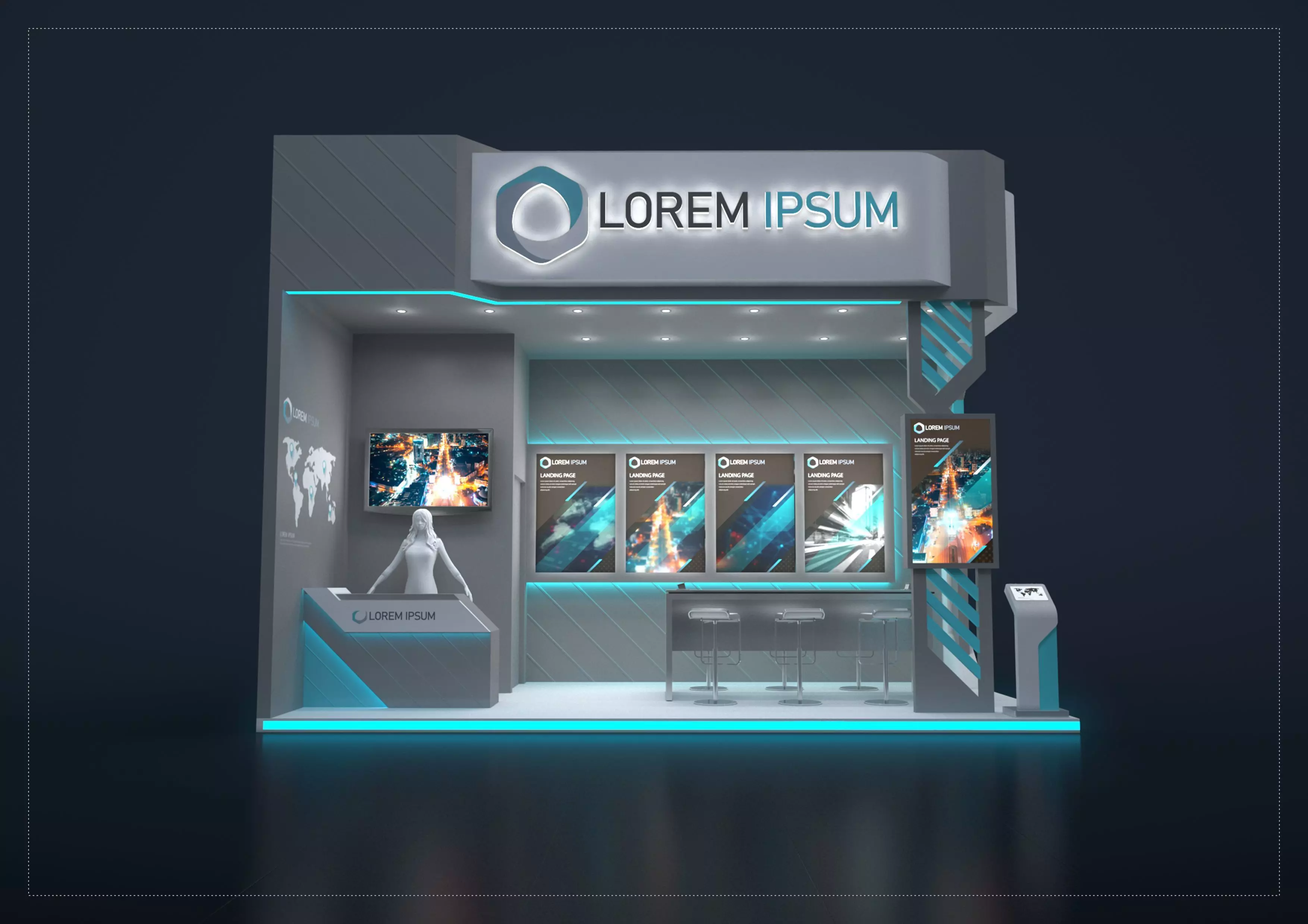 exhibition stand brq 18 sqm 3D model